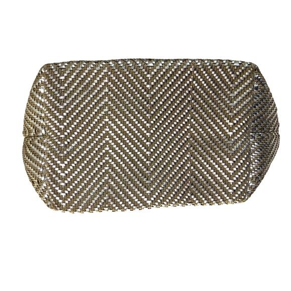 Hermès Woven Leather Chevron Tote Bag Beige Silver Made in India VPM Stamp - Picture 8 of 16